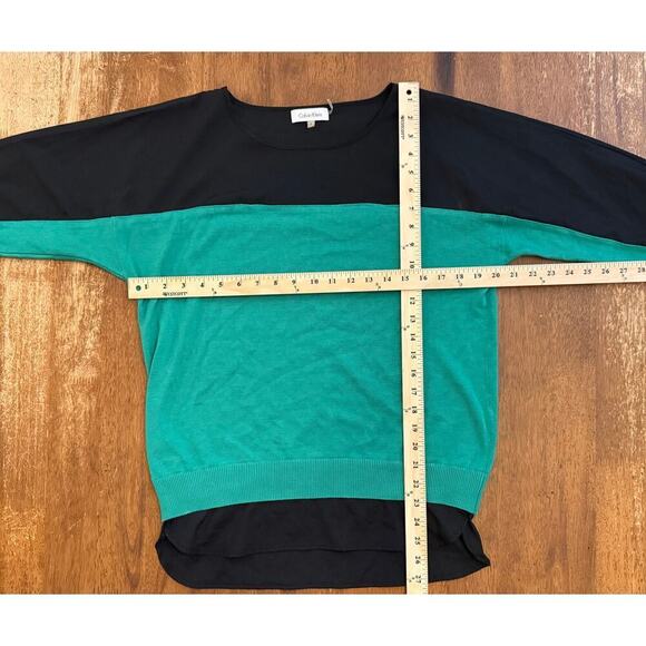 EUC Calvin Klein Navy Green Colorblock Sweater Size Small - Picture 4 of 6